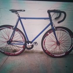 Blue Road Fixie with New Deep Dish Wheelset 