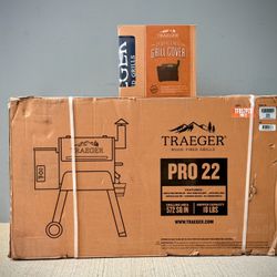 Brand new Traeger Pro Series 22-Pellet Grill and Smoker in Bronze cover included. 