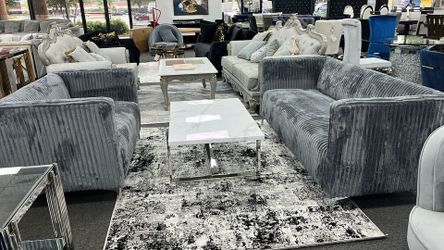 June Promotion Luxurious Channel Tufted Soft Velvet sofa set on Sale