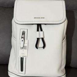 Michael Kors Pebble White Leather Backpack New