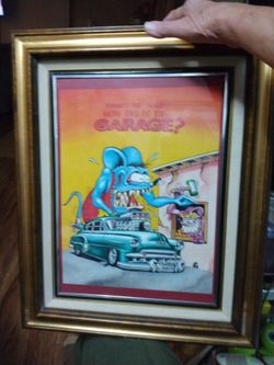 Rat Fink"How Big is The Garage? Framed Art Print