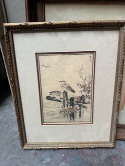 Framed Japanese Woodblock Print Birds