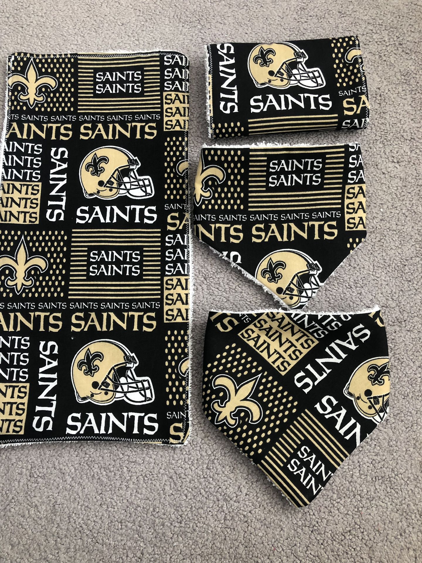 New Orleans Saints baby bandana bib and burp cloth set