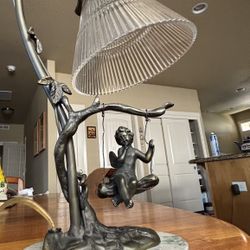 Vintage Andrea by Sadek Bronze Marble Fairy Lamp