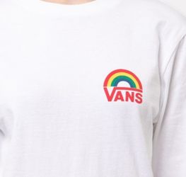 ***NEW***Womens Vans Rainbow Long Sleeve Boyfriend Tee - White SZ SM & MED