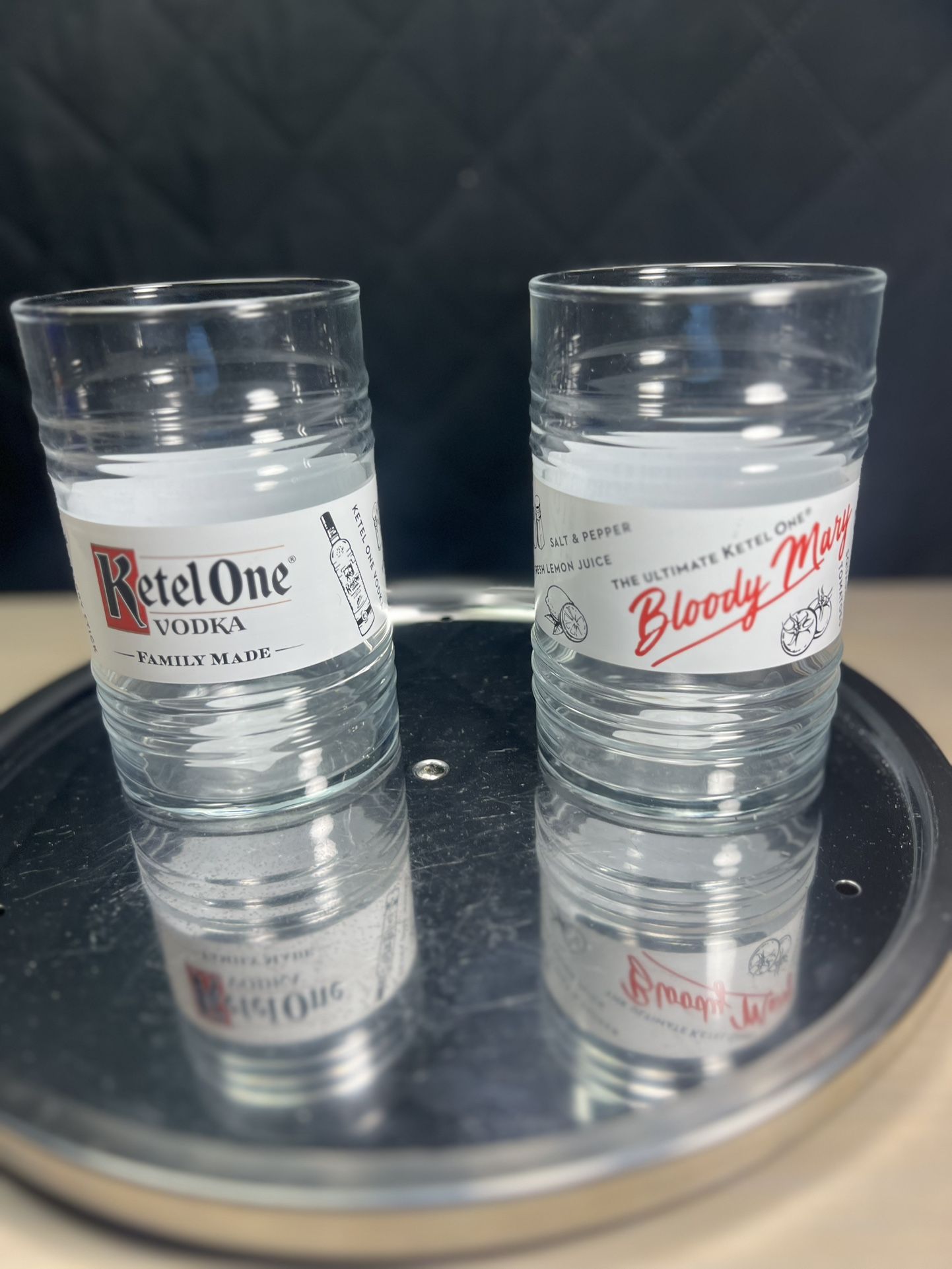 2 Ketel One Vodka Glasses Barware Bloody Mary Recipe Excellent