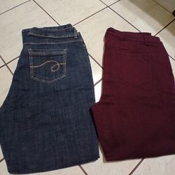 Women's Large JEANS. Blue, BLACK & Maroom. SIZE 18 &20. $6 Each