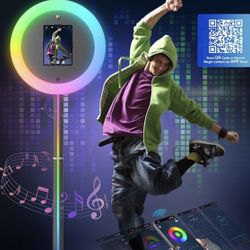 Portable Photo Booth Stand for iPads, AI Voice Control, RGB Light, Aluminum Alloy