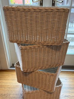 Set of 4 Matching Wicker Storage Baskets