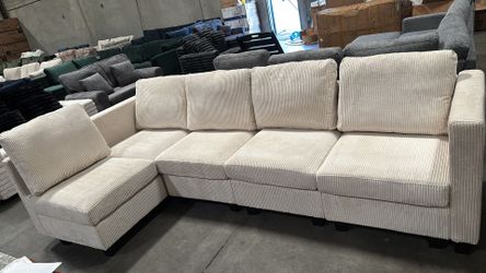 White couch set with storage
