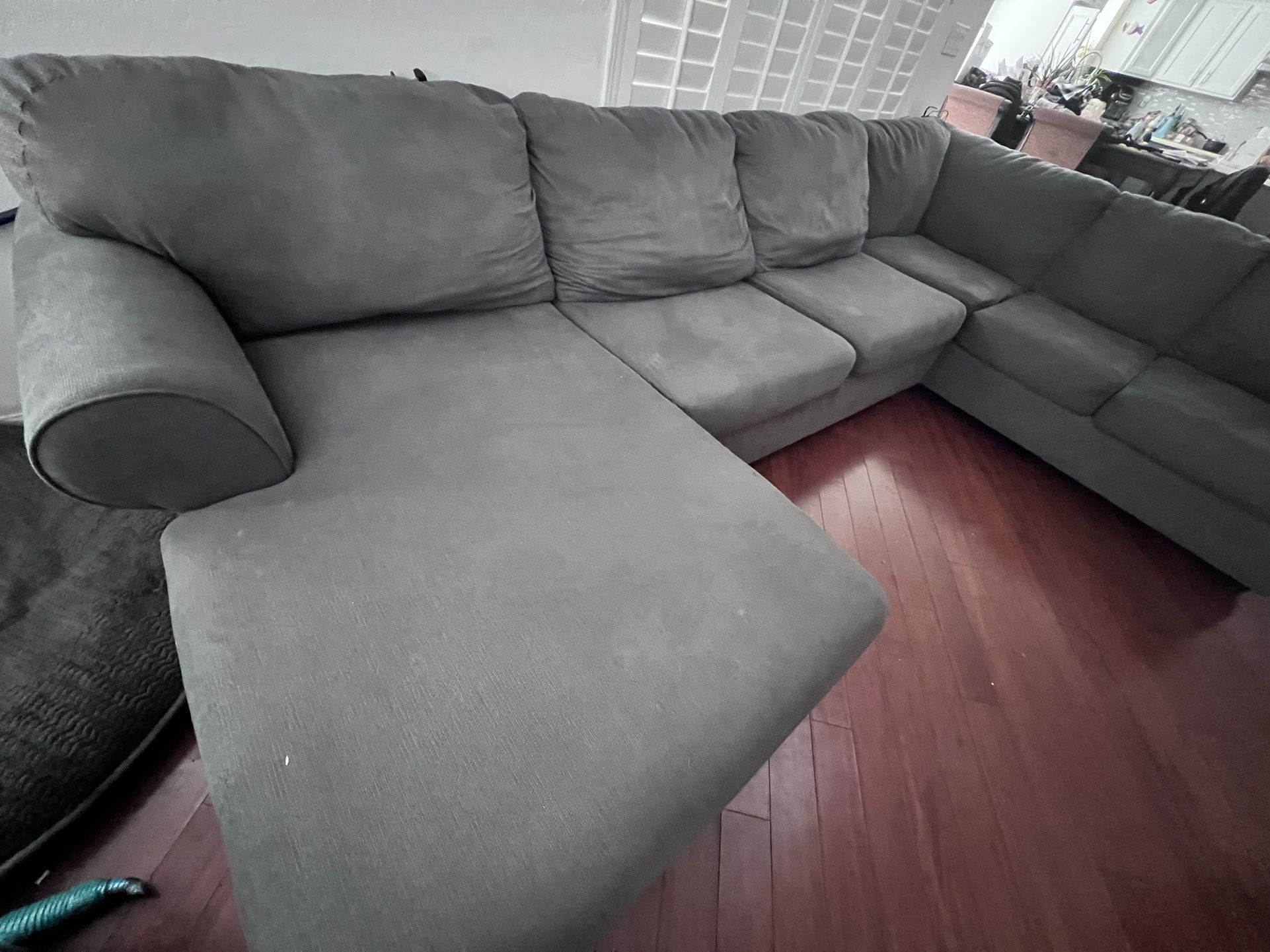Grey / ash Sectional with chaise lounge — $450 Obo