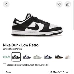 Nike dunk low Pandas Size