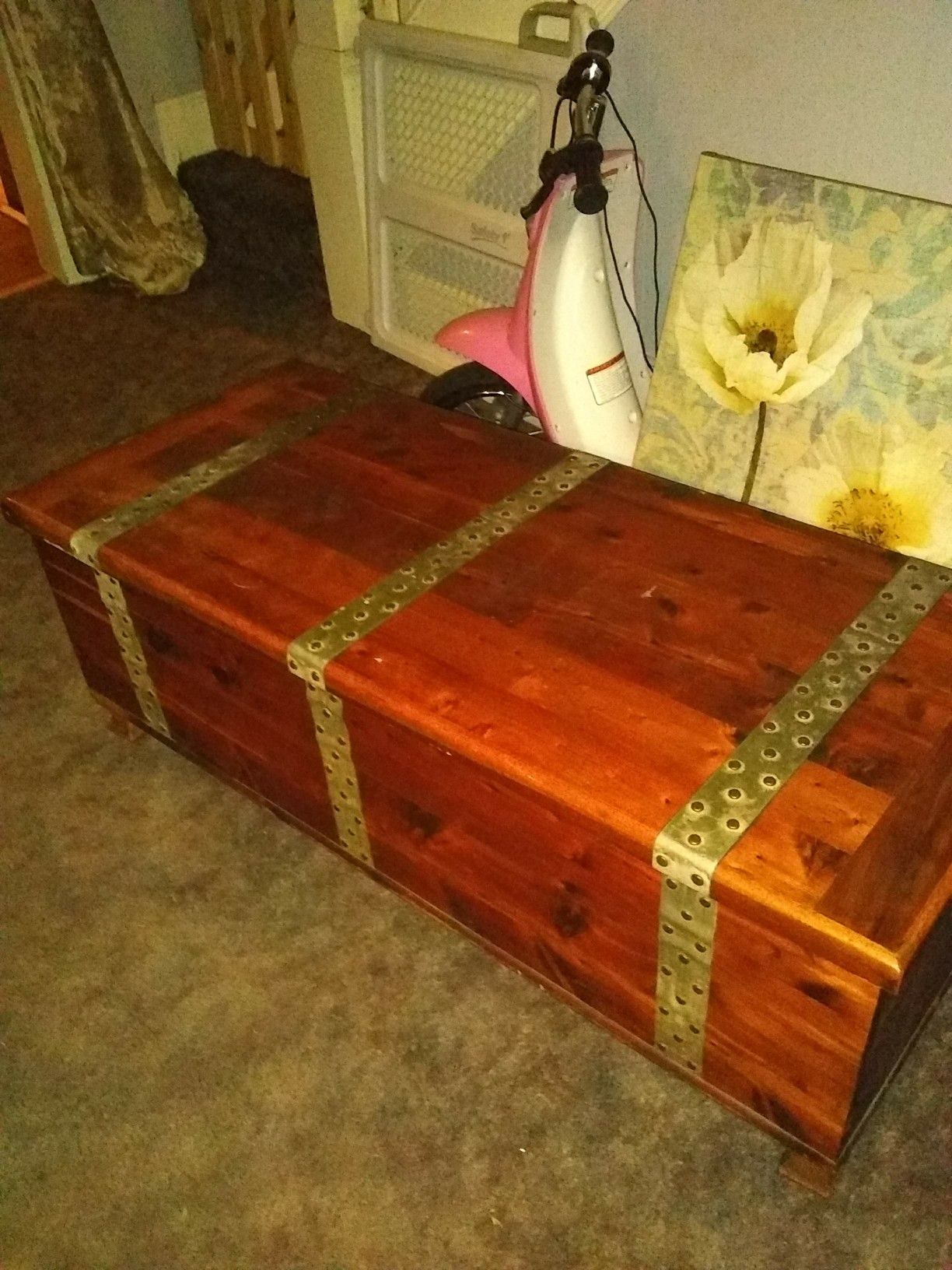 Antique cedar chest circa 1912 original label on bottom