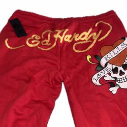 Cherry red ed hardy sweatpants 