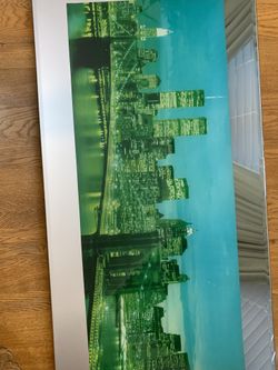 New York City golden bridge with the Twin Tower mirror