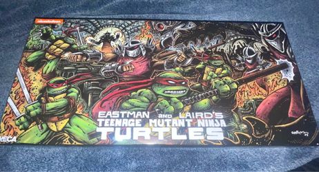 NECA Eastman and Laird's TMNT Box Set with a foot soldier