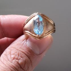aquamarine sterling silver gold plated ring size 7.5
 