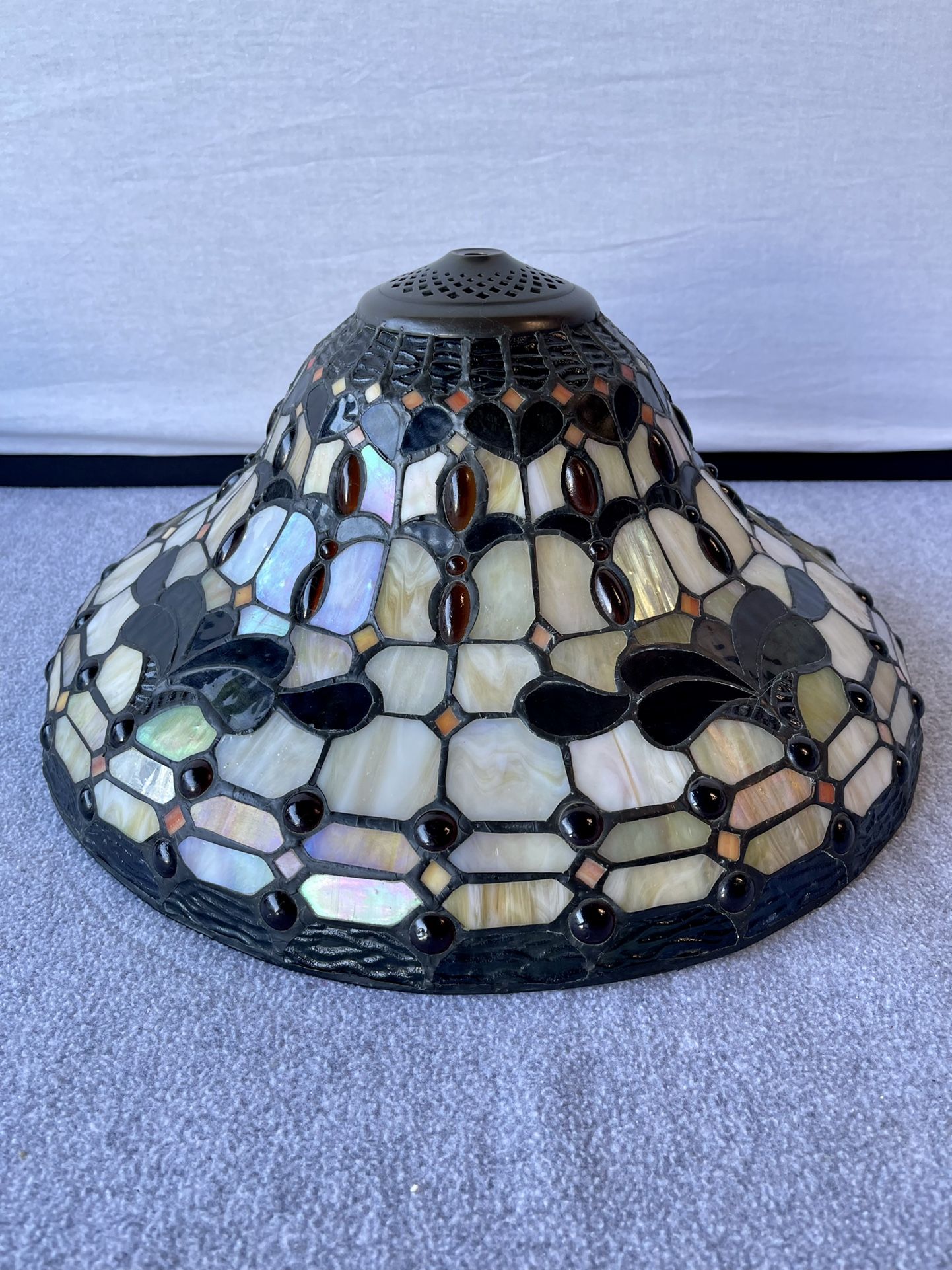 Vintage Spectrum Tiffany Style Leaded Strained Glass Lamp Shade