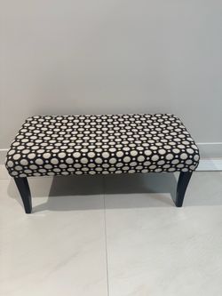 Upholstered Bench Black White Dot Fabric