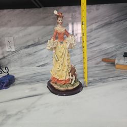Lady And Her Dog Porcelain 
