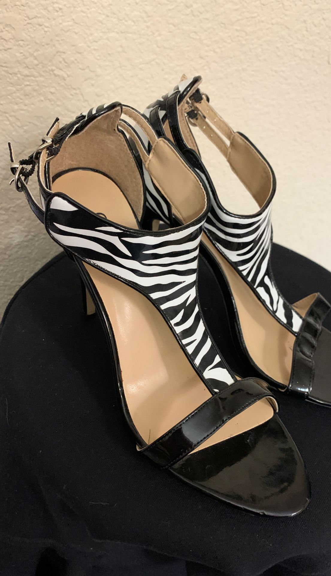 Zebra strip heels size 7.5