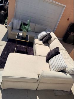 Beige sectional couch
