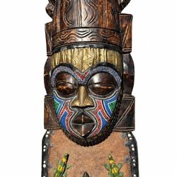 Large Hand-Carved West African Tribal Mask