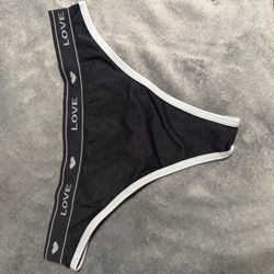 Grey and Black Thong Panties
