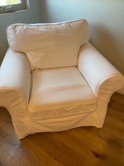2 Ikea Ektorp chairs and ottoman