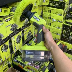 ryobi 18v cordless handheld scrubber with battery and charger