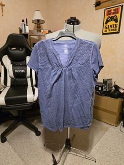 Blue V Neck Blouse