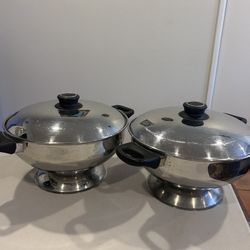 Set Of 2 Starline Stainless Steel Soup Tureens