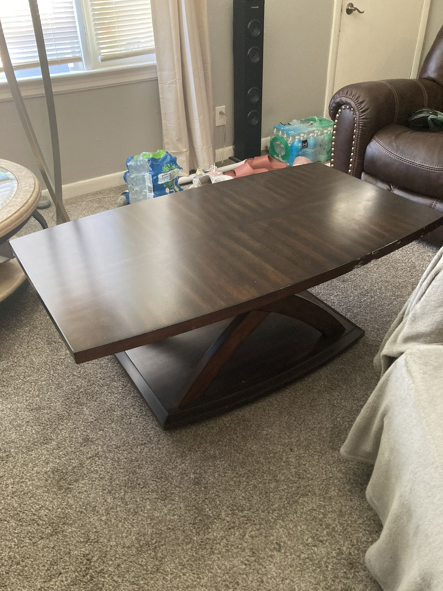 Oak Wood Coffee Table And End Table
