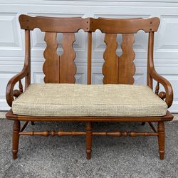Vintage Heywood Wakefield Solid Wood Bench Loveseat Chair 