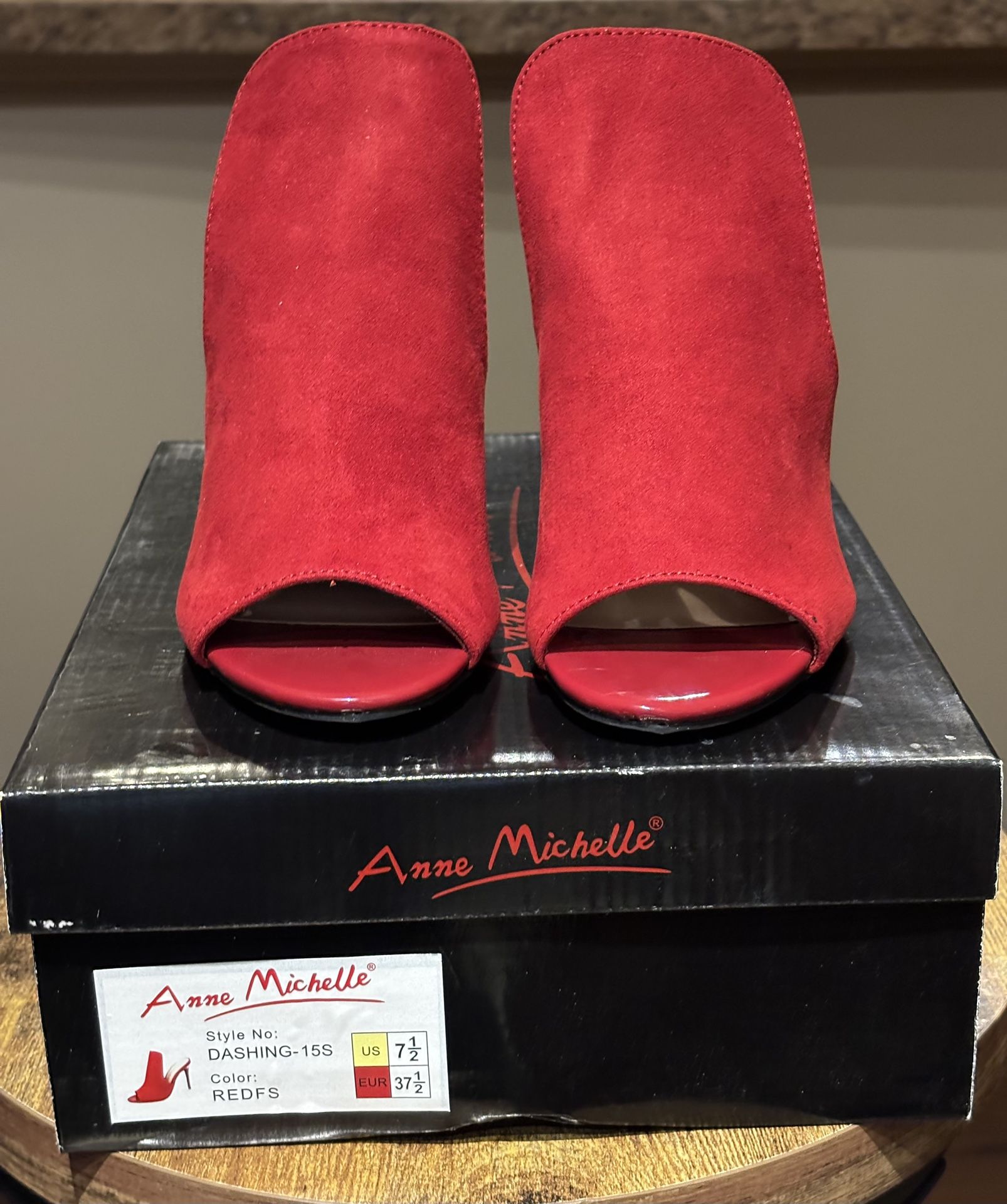 RED STILETTO HIGH HEEL SANDAL SIZE 7.5 / NEW WITH BOX / MULTIPLE SIZES 5.5, 6, 6.5, 7, 7.5, 9, 10