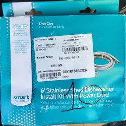 6' Stainless Steel Dishwasher Install Kit with Power Cord