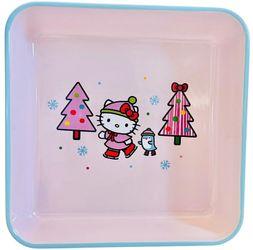 Hello Kitty Square Baking Pan 9" Christmas Ice Skates Ceramic Casserole Bakeware