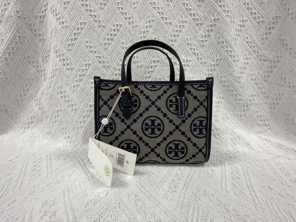 Tory Burch Mini T Monogram Tote Navy