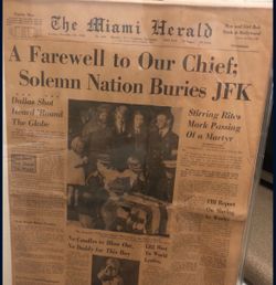 Genuine 1963 Miami TtHerald JFK death 