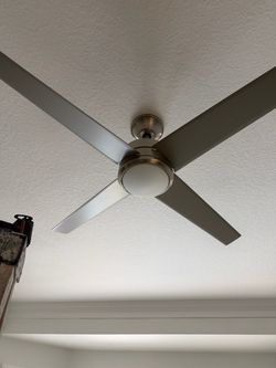 Modern Brushed Nickel Ceiling Fan with Light