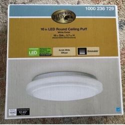 16 in. Bright White Round LED Flushmount Ceiling Light Fixture Dimmable