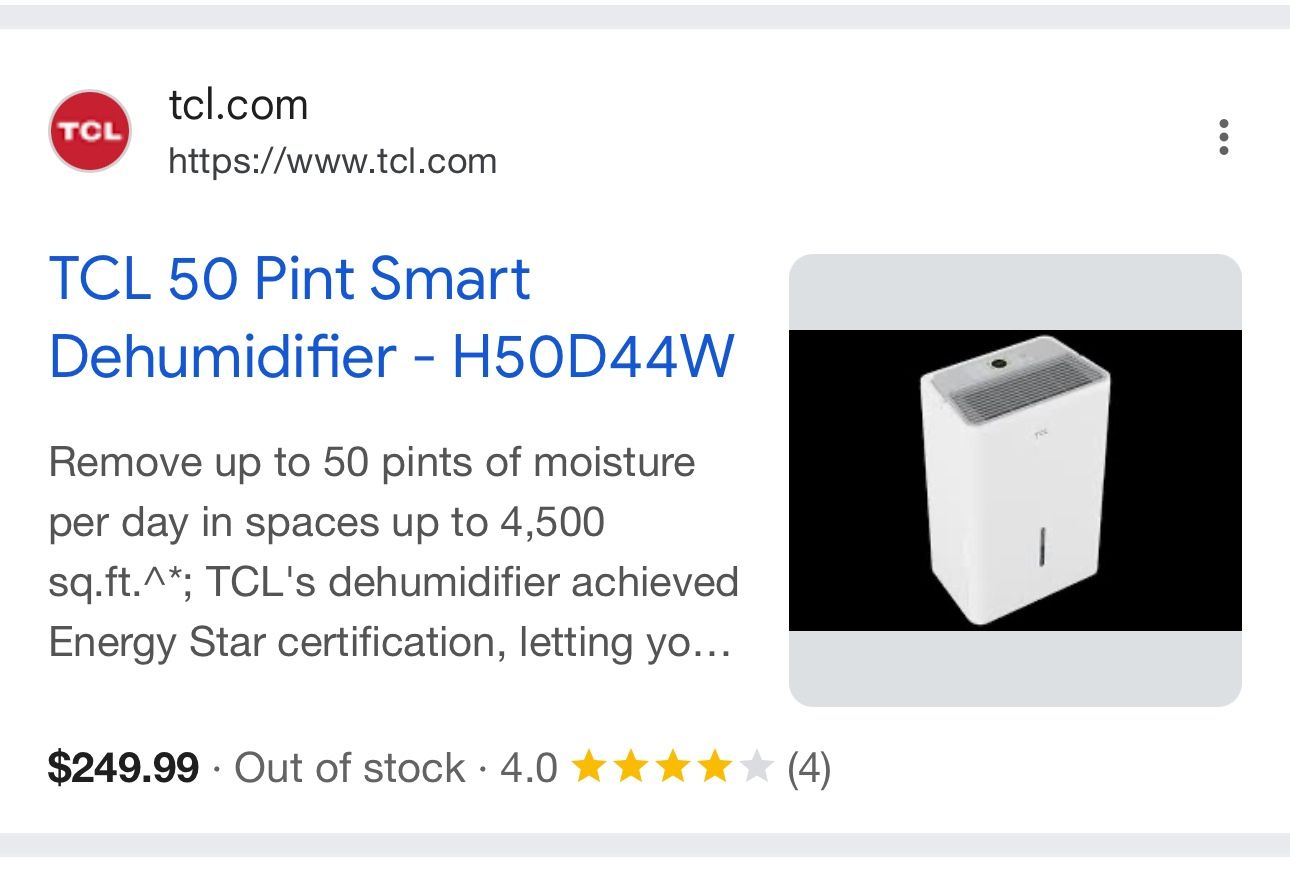 TCL Dehumidifier