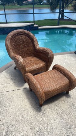 Pottery Barn Malabar chair and ottoman