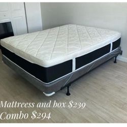 Queen Plush Pillowtop Mattress + Box Spring (Brand New)