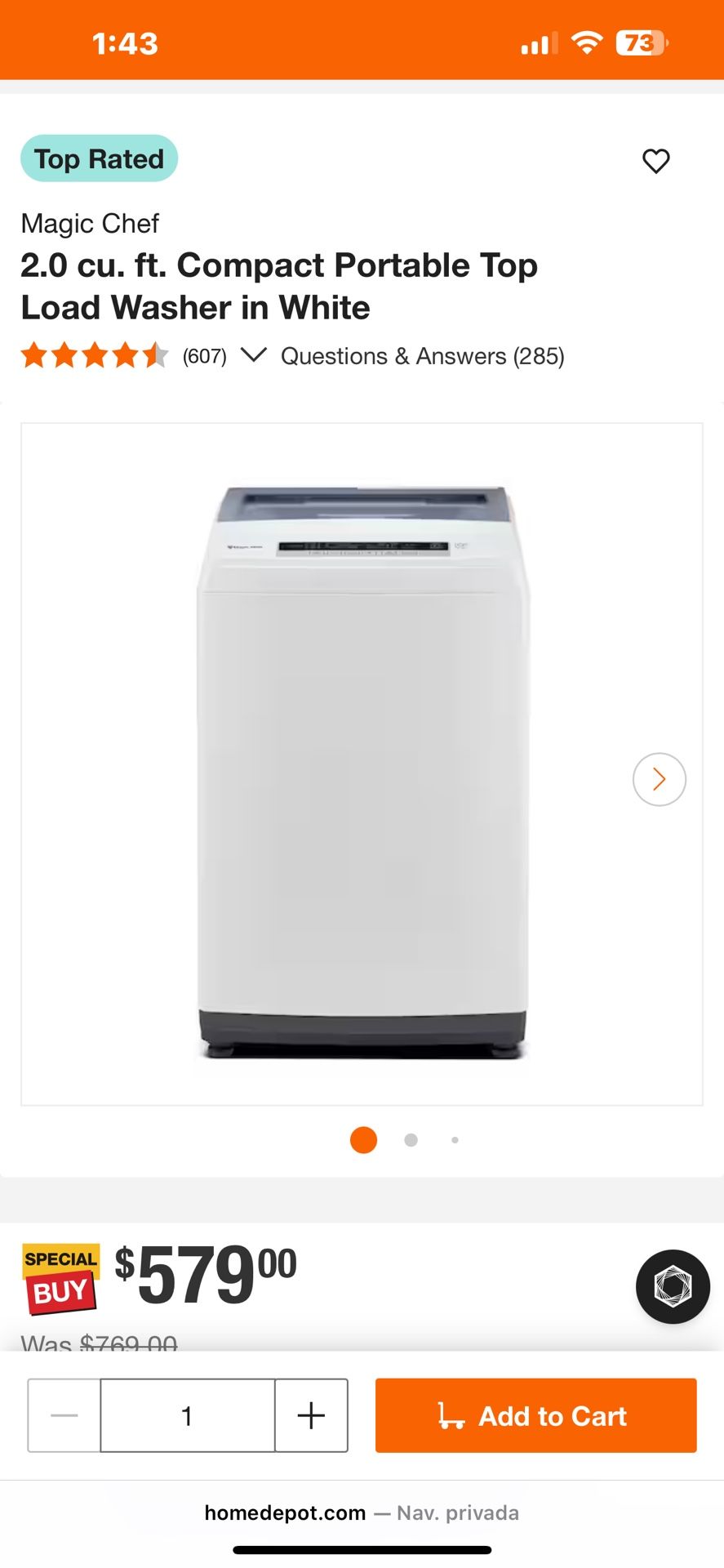 Magic Chef 2.0 cu. Compact Portable Washer