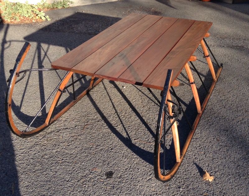 One of a kind sleigh table