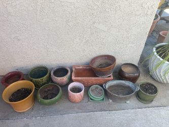 Lot of Mixed Ceramic and Clay Planters