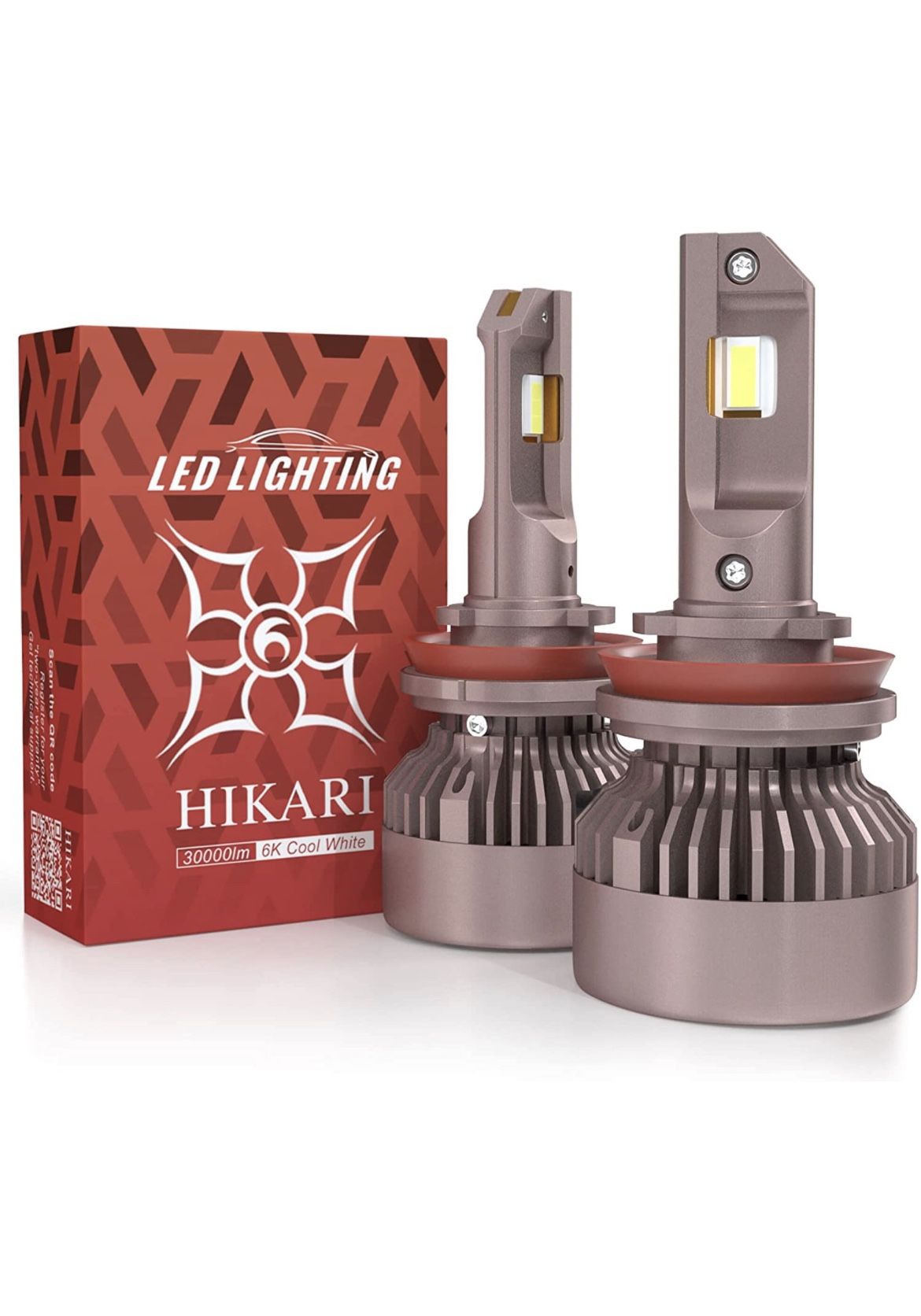 HIKARI 2023 Future 30000LM H11/H8/H9 LED Bulbs, 65W Titanova LED, High Lumens LED Kit,6000K Cool White, IP68 Waterproof, Halogen Upgrade Replacement, 