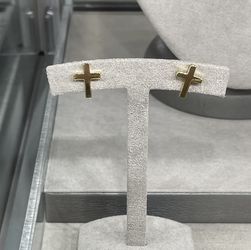 14KT YELLOW GOLD CROSS EARINGS
