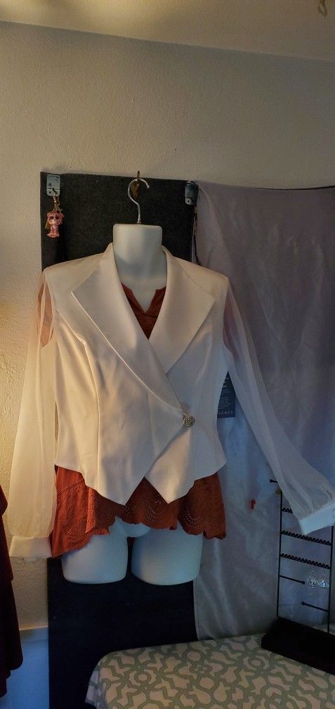 J. R. Nights Women's Dress Jacket With Sheer Sleeves.